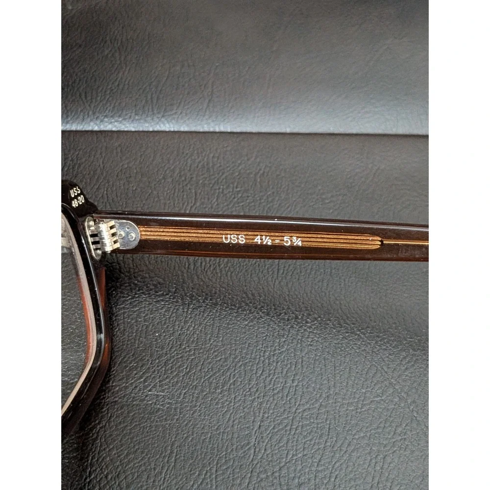 Vintage Military USS 4 1/2 - 5 3/4 Eyeglasses Frames Brown  - 48-20